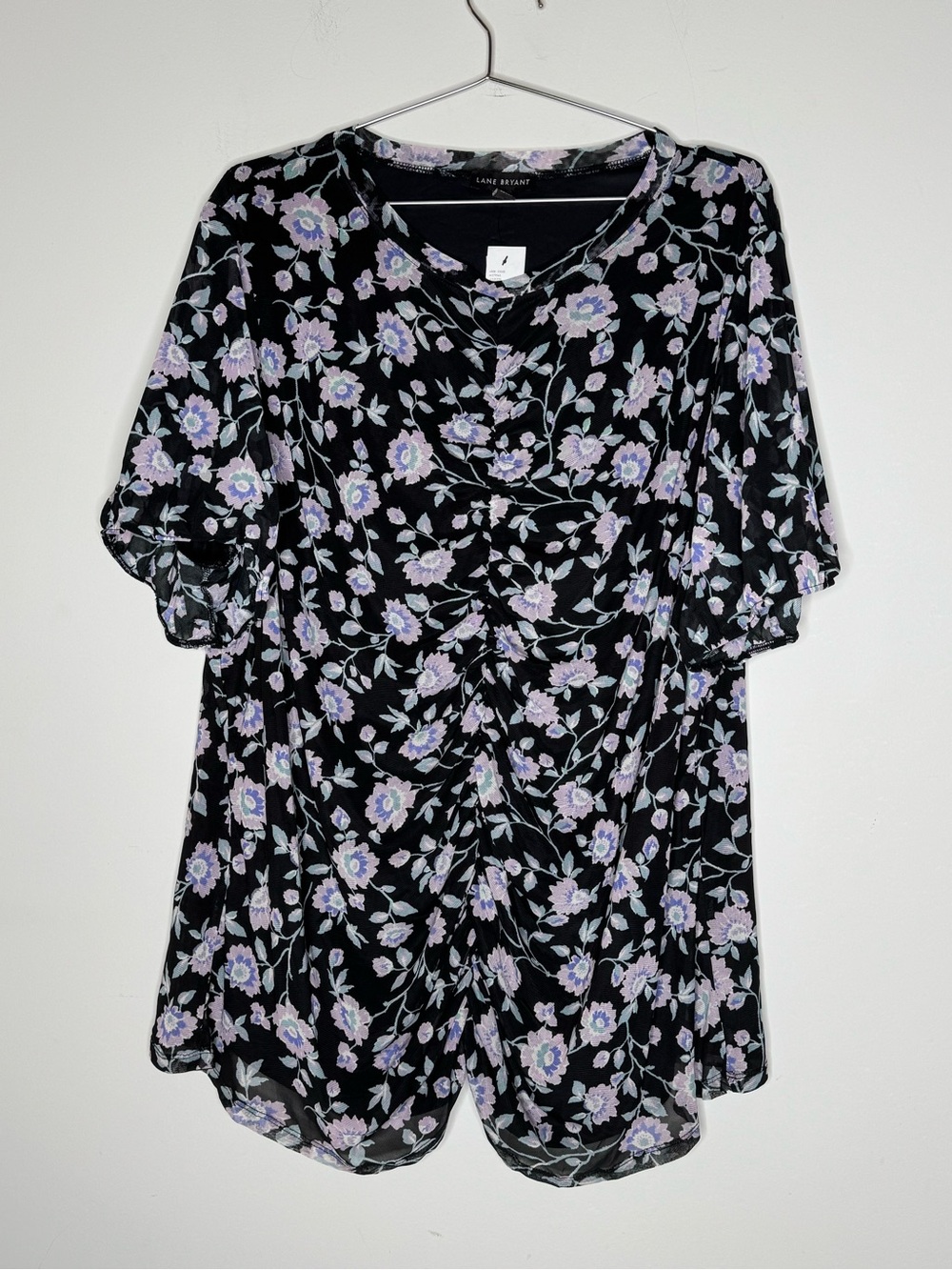 Plus Size 26 28 Illusion Collection Mesh Purple Dark Floral Romantic Top New NWT